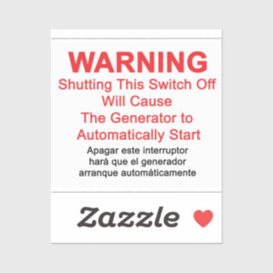 Generator Starts Automatically - WARNING LABEL 