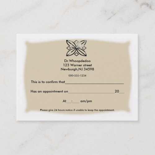 generic appointment card business card templates