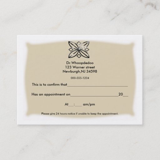 Customizable generic appointment card business card templates