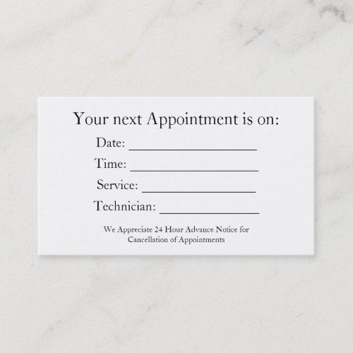 Generic Appointment Reminder Business Card