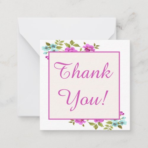 Generic Blank Pink Flowers Thank You Cards