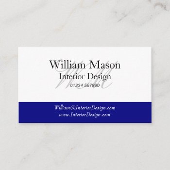 Generic Blue & White Monogram Business Card by ImageAustralia at Zazzle