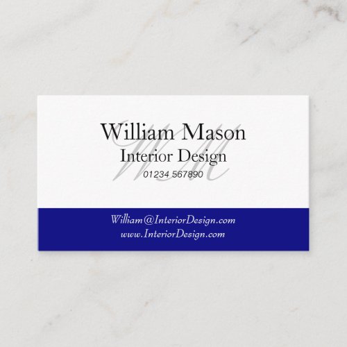 Generic Blue &amp; White Monogram Business Card