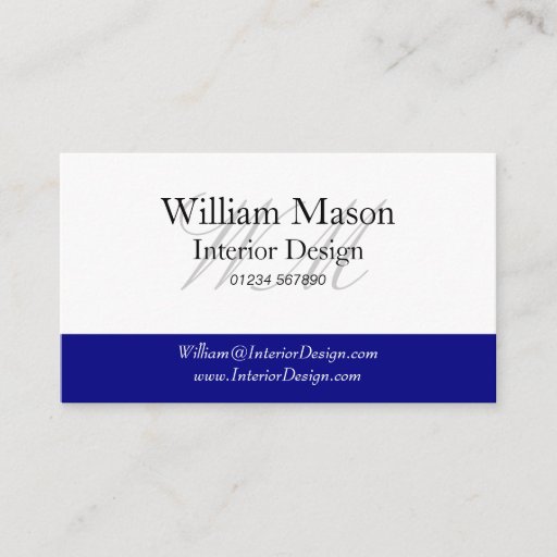 Customizable Generic Blue &amp; White Monogram Business Card