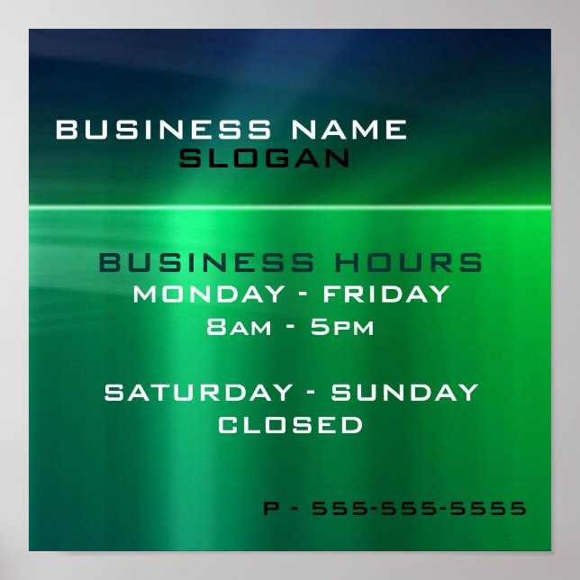Generic Business - Shiny Green Metallic Hours Poster (Front)
