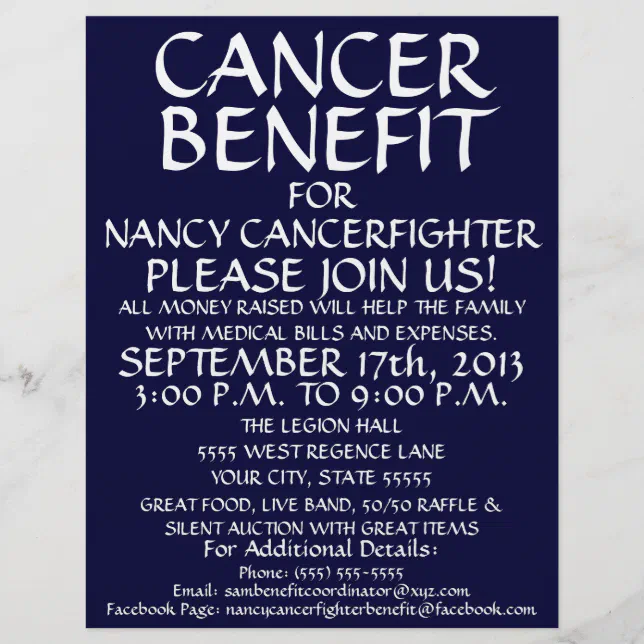 Generic Cancer Benefit Flyer Zazzle