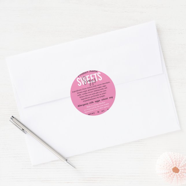 Generic Cottage Food Law Product Labels (Envelope)
