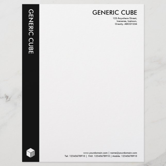 Generic Cube - Black Letterhead (Front)