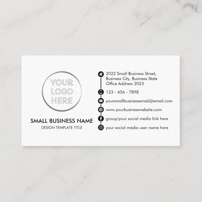 Generic Design with Custom Logo Social Media Icons Business Card
