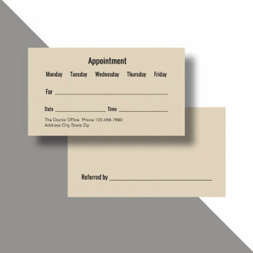 Generic Doctor Office Appointment Cards