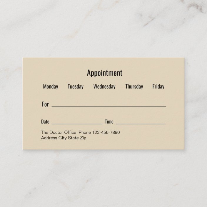 Generic Doctor Office Appointment Cards