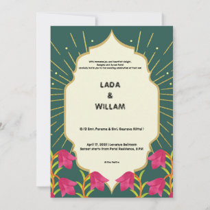 Generic Indian Wedding Invitation in Green Dark