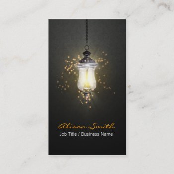 Generic Lamp With Fireflies Business Card by KeyholeDesign at Zazzle