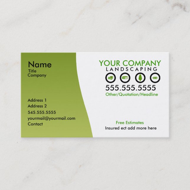 Generic Landscaper's Business Card (Front)