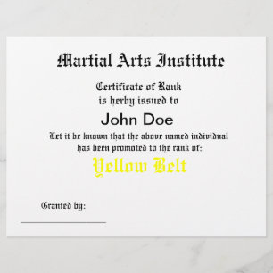 Generic Martial Arts Certificate
