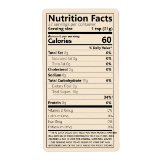 Generic Nutrition Facts Template Food Product Label