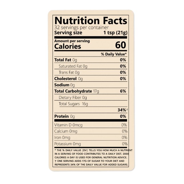 Generic Nutrition Facts Template Food Product Label (Front)