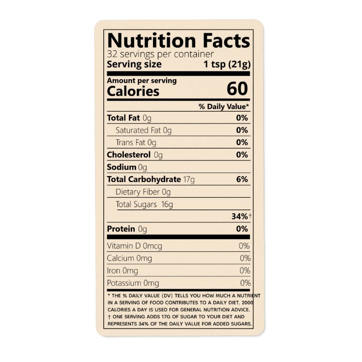 Generic Nutrition Facts Template Food Product Label | Zazzle