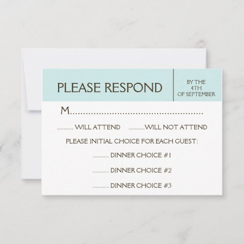 Generic Pale Blue RSVP Response Card