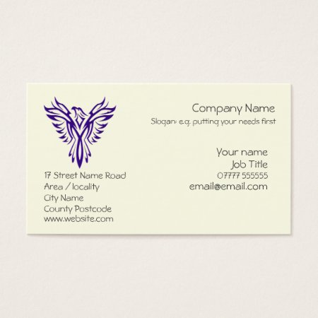 Generic Phoenix Rising from Ashes - Purple Business Card
