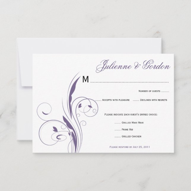 Generic Purple Floral Swirls RSVP (Front)