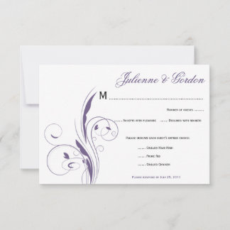 Generic Purple Floral Swirls RSVP Card