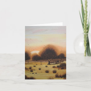 generic rustic woodland Landscape sunset art Card