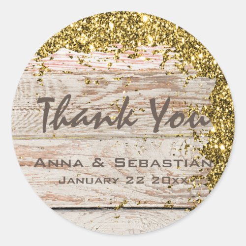*~* Generic Weathered Aged  Glitter Wood AP49 Classic Round Sticker