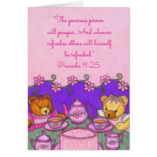 Generous Person Prospers~Bears Party~Scriptures Cards (Front)
