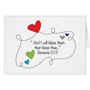 Genesis 12:3 I will bless them Christian Heart Cards