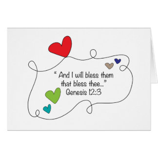 Genesis 12:3 I will bless them Christian Heart Cards