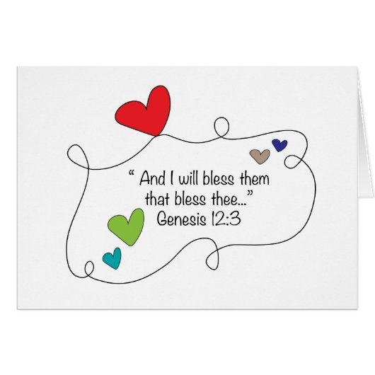 Genesis 12:3 I will bless them Christian Heart Cards (Front Horizontal)