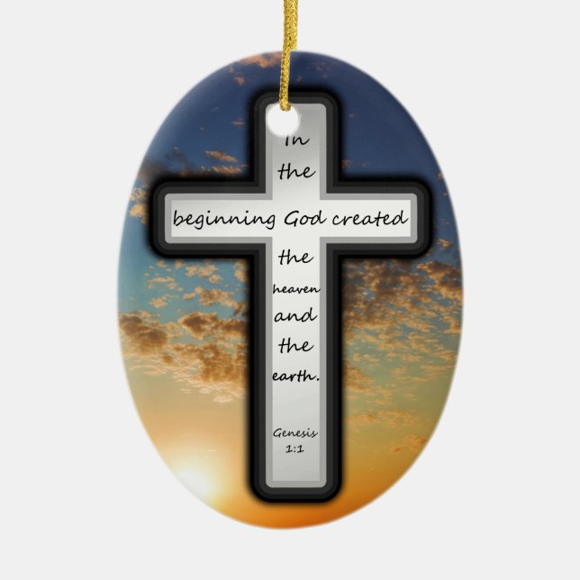 Genesis 1:1 ceramic ornament (Front)