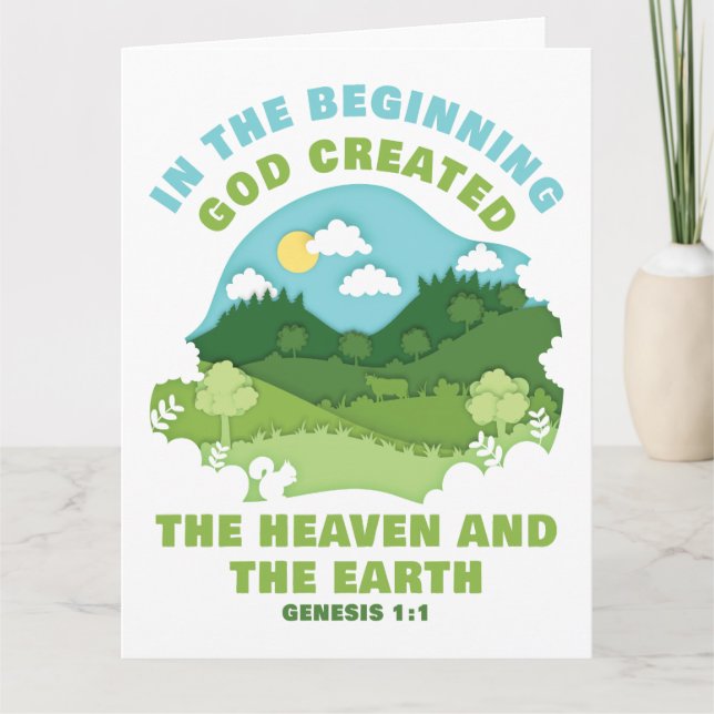 Genesis 1:1 In The Beginning GOD Created – Faith Thank You Card (Front)