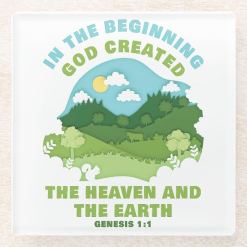 Genesis 11 In The Beginning GOD Created  Kids  Glass Coaster