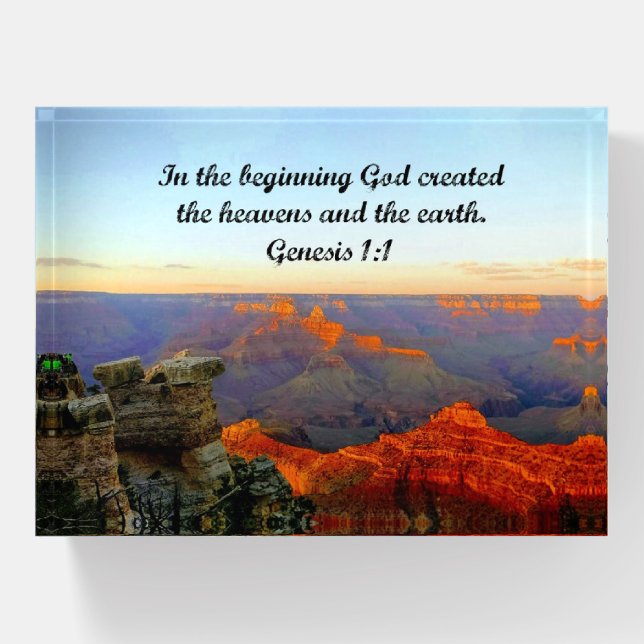 Genesis 1:1 In the beginning, God created  Paperweight (Front)