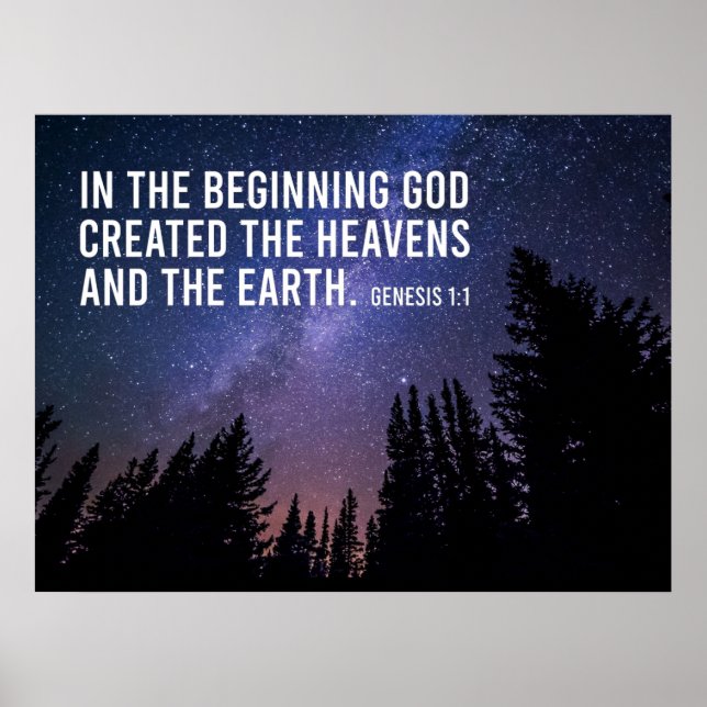 Genesis 1:1 In The Beginning Scripture Christian Poster (Front)