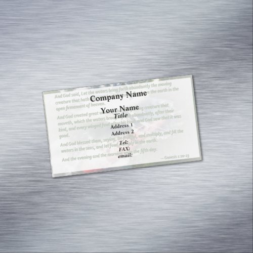 Genesis 1 20_23 And God said Let the waters bring Business Card Magnet