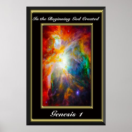 Genesis 1 In the beginning God created black Poster
