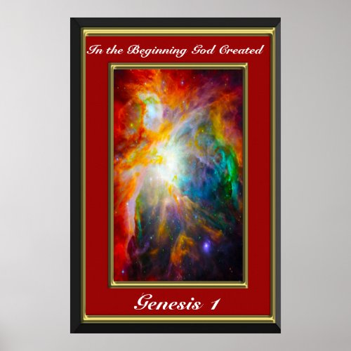 Genesis 1 In the beginning God created red Poster