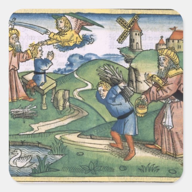 Genesis 21 1-14 Abraham's offering up of Isaac, fr Square Sticker (Front)