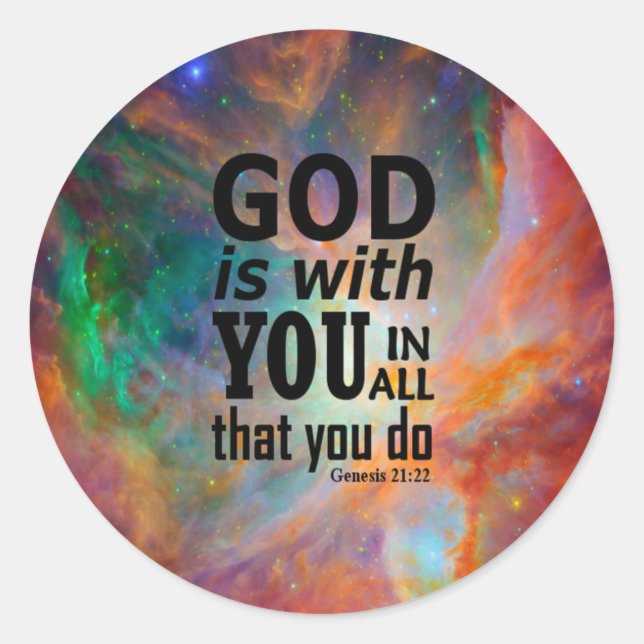 Genesis 21:22 classic round sticker (Front)
