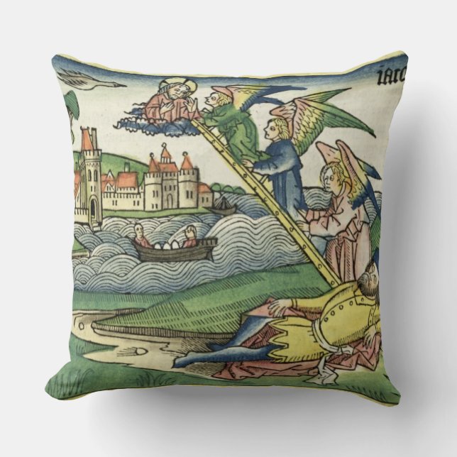 Genesis 28 10 Jacob's Ladder, from the 'Nuremberg Throw Pillow (Front)