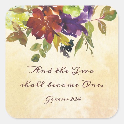 Genesis 224 And the two shall become one Wedding Square Sticker
