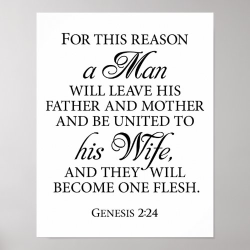 Genesis 224 BW Wedding Love Quote 11 x 14 Poster