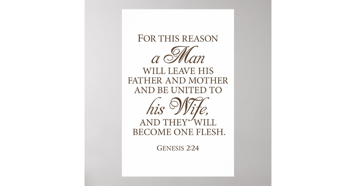 Genesis 2:24 Bible Love Quote Wedding Poster | Zazzle.com
