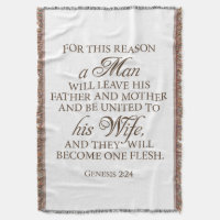 Genesis 2:24 Love Quote Wedding Blanket