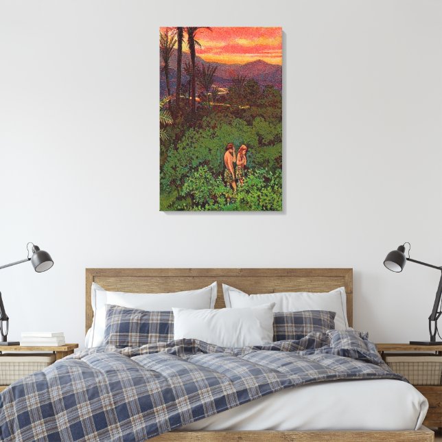 Genesis 3 Adam and Eve Leave Eden Canvas Print (Insitu(Bedroom))