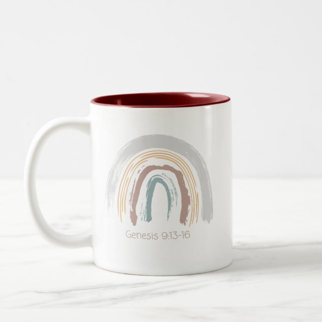 Genesis 9:13-16, Rainbow Two-Tone Coffee Mug (Left)