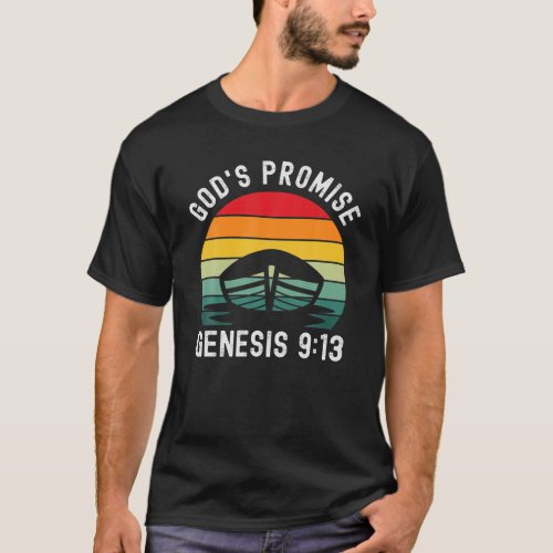 Genesis 913 Gods Promise Noah Retro Rainbow Bibl T_Shirt